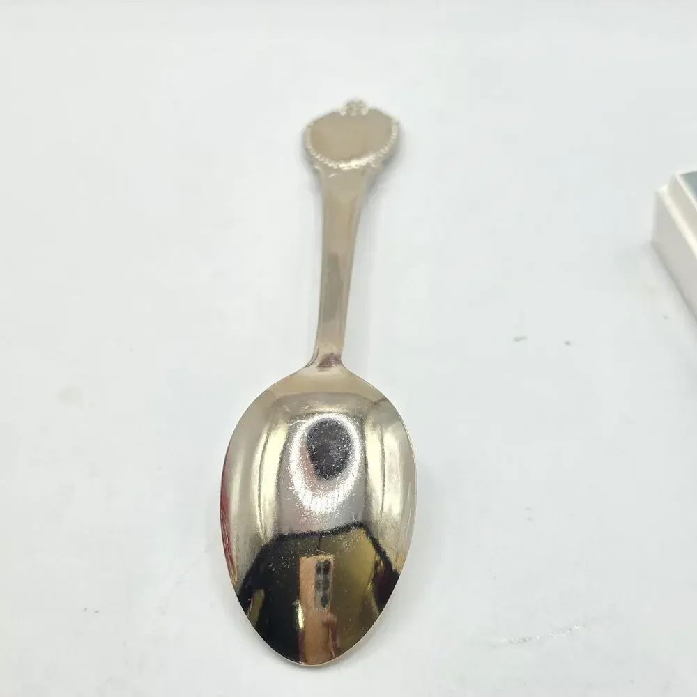 Illinois Collectors Demitasse Souvenir Spoon Silver Tone Enamel Shield Design